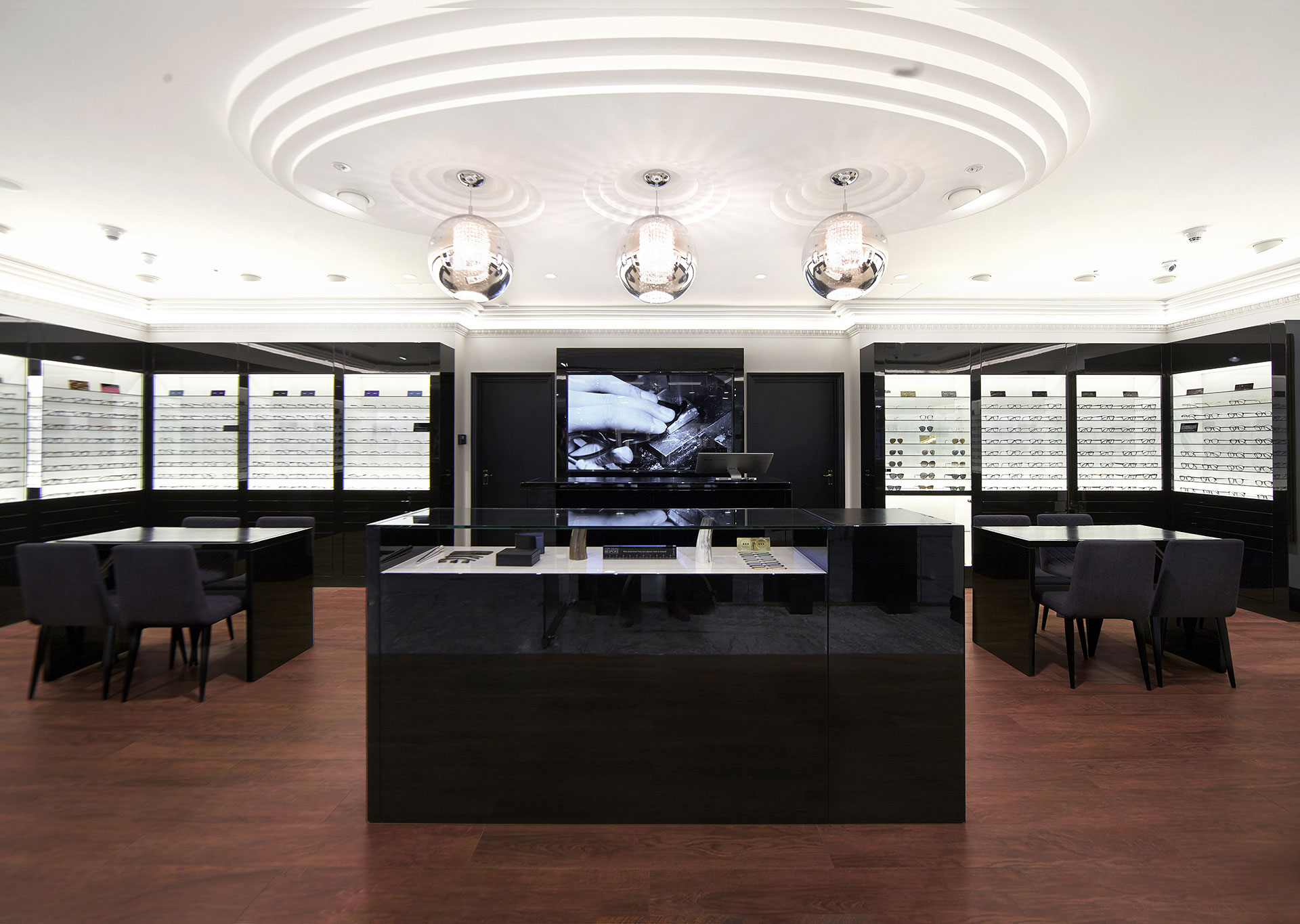 Shop floor of Tom Davies Bespoke Opticians in Canary Wharf