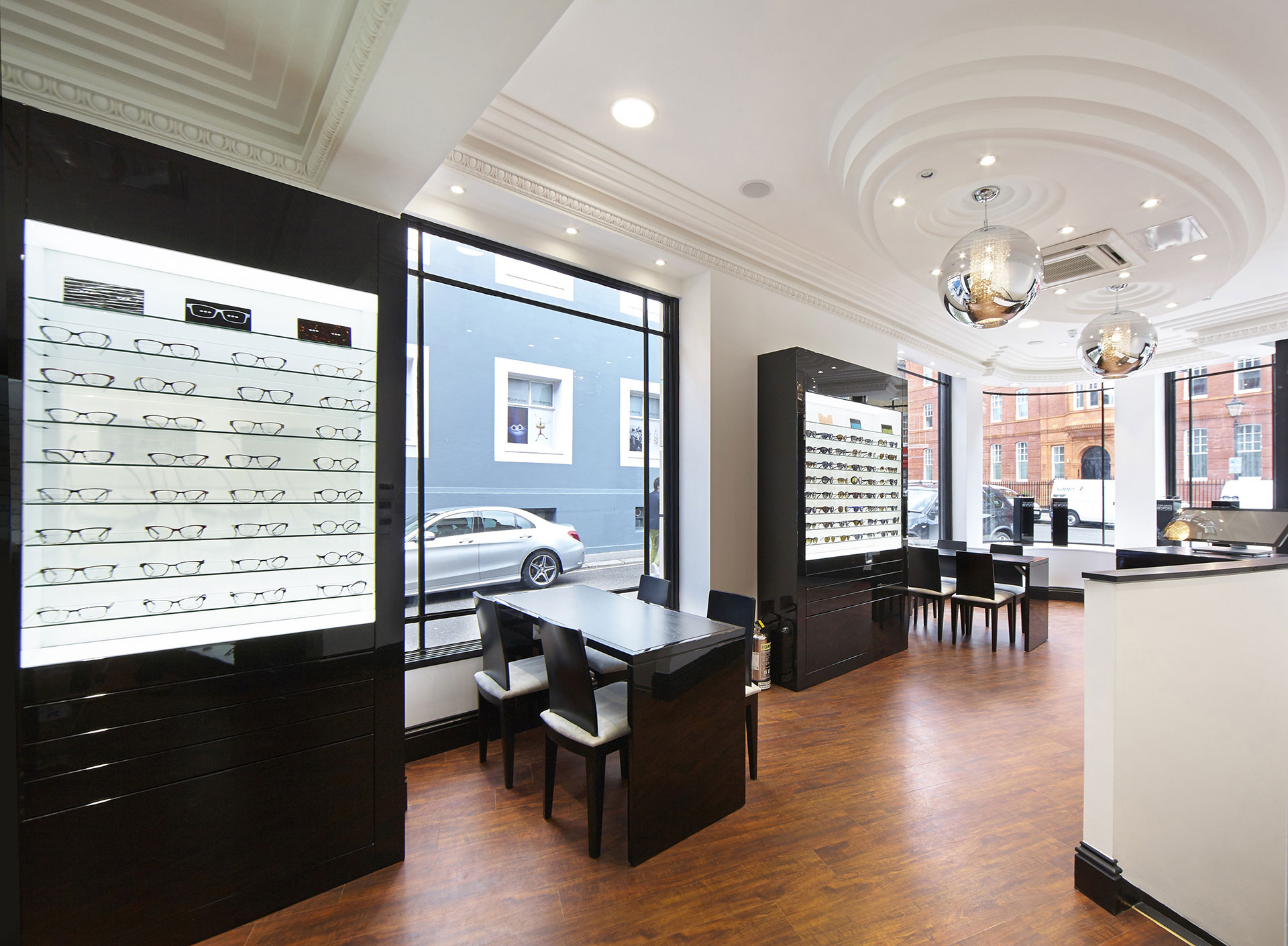Shop floor of Tom Davies Bespoke Opticians in Knightsbridge