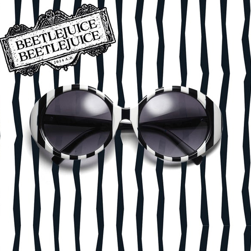 Shop Delia, the striped acetate sunglasses from the official Beetlejuice Beetlejuice eyewear collection.
