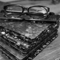 Tom Davies eyewear is made using the world's finest materials including premium Japanese acetate, pure and beta titanium, natural horn and precious metals.
