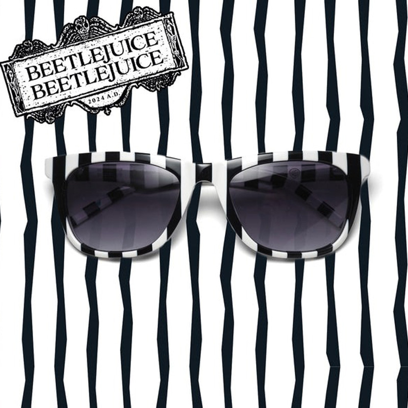Shop Delia, the striped acetate sunglasses from the official Beetlejuice Beetlejuice eyewear collection.