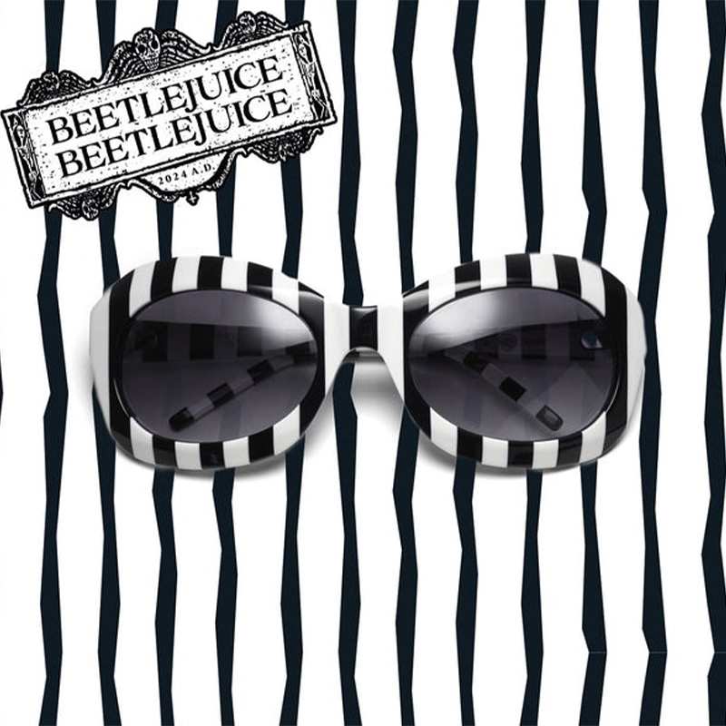 Shop Lydia, the striped acetate sunglasses from the official Beetlejuice Beetlejuice eyewear collection.
